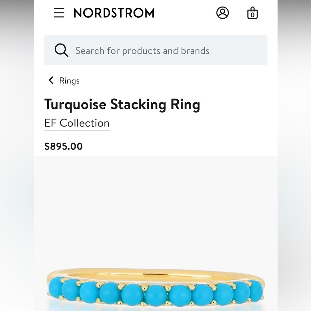 EF Collection 14k yellow gold and turquoise staking ring